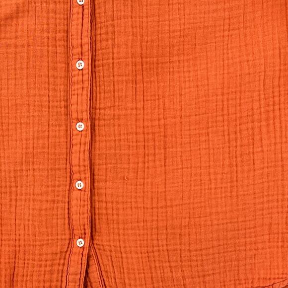 XIRENA Atlee Shirt Womens Small Deep Amber Orange Long Sleeve Button Up Gauze - Picture 15 of 16